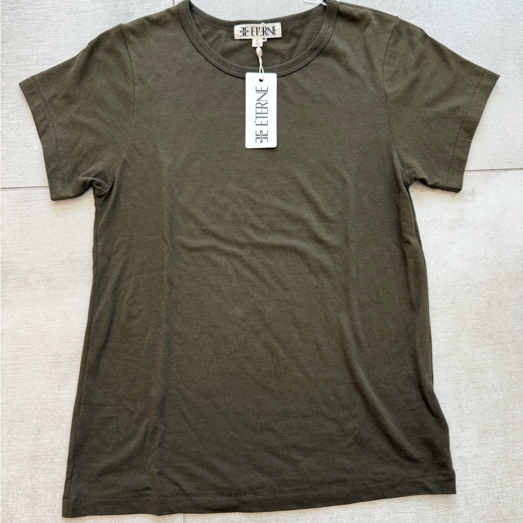 Eterne Fitted Khaki Green Short Sleeve Crewneck Tee New With Tags